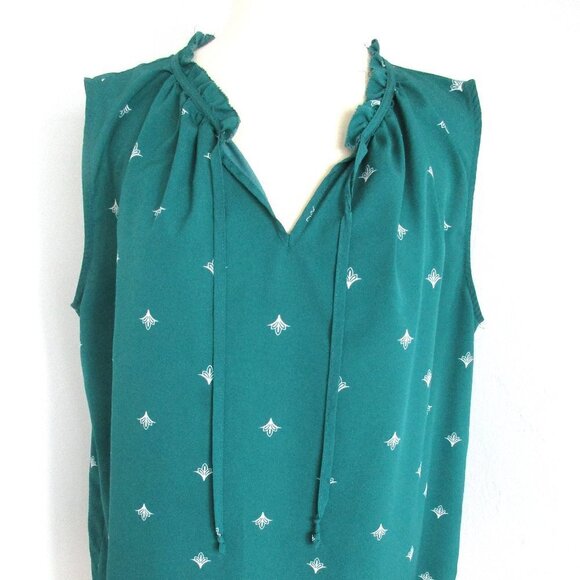 Merona Blouse Top Women's Size XX-Large Green Floral Sleeveless Pullover Polyest - Picture 2 of 8